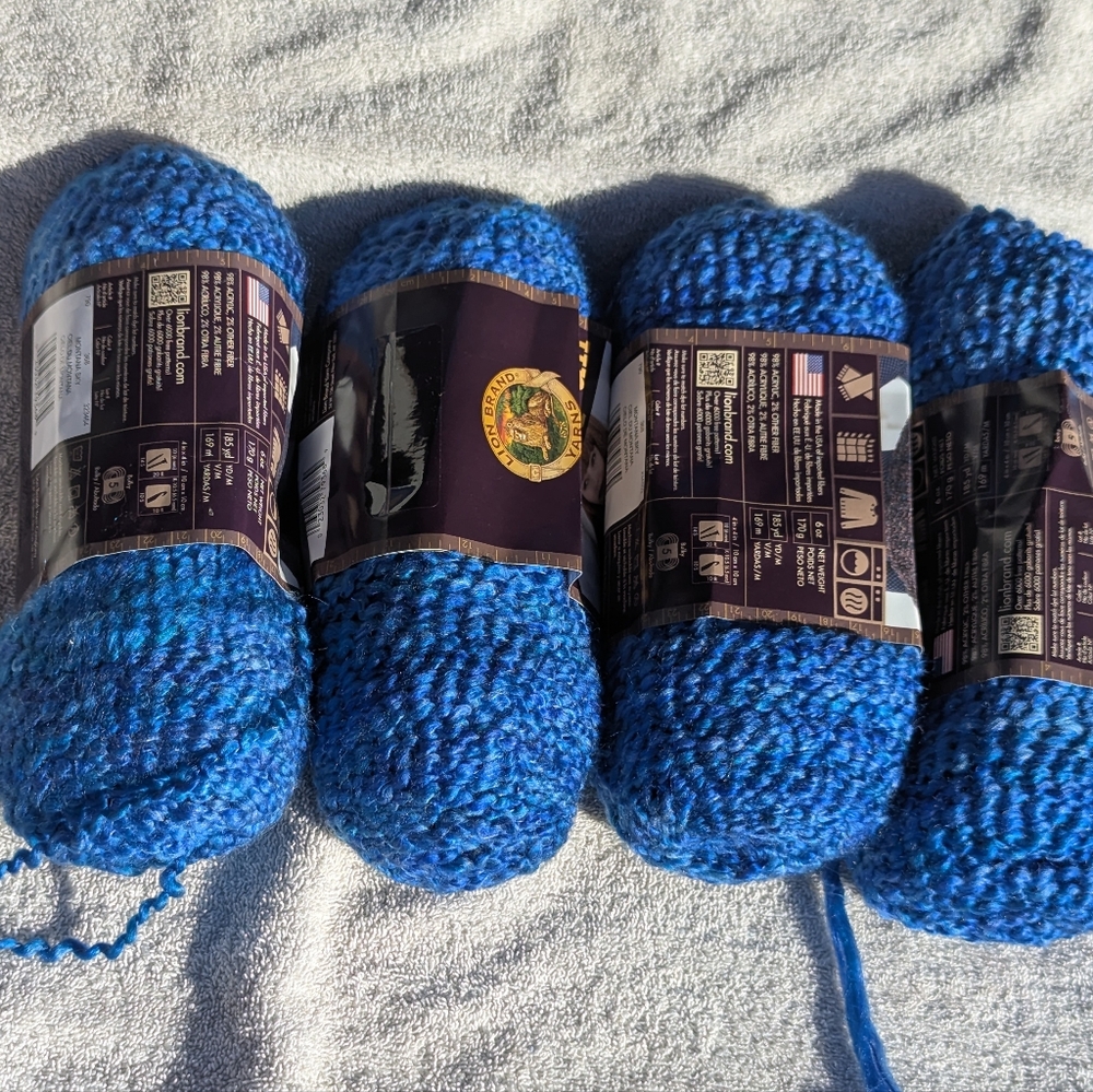 Lion Brand Homespun Montana Sky Blue Yarn Skeins Lot Of 4, New